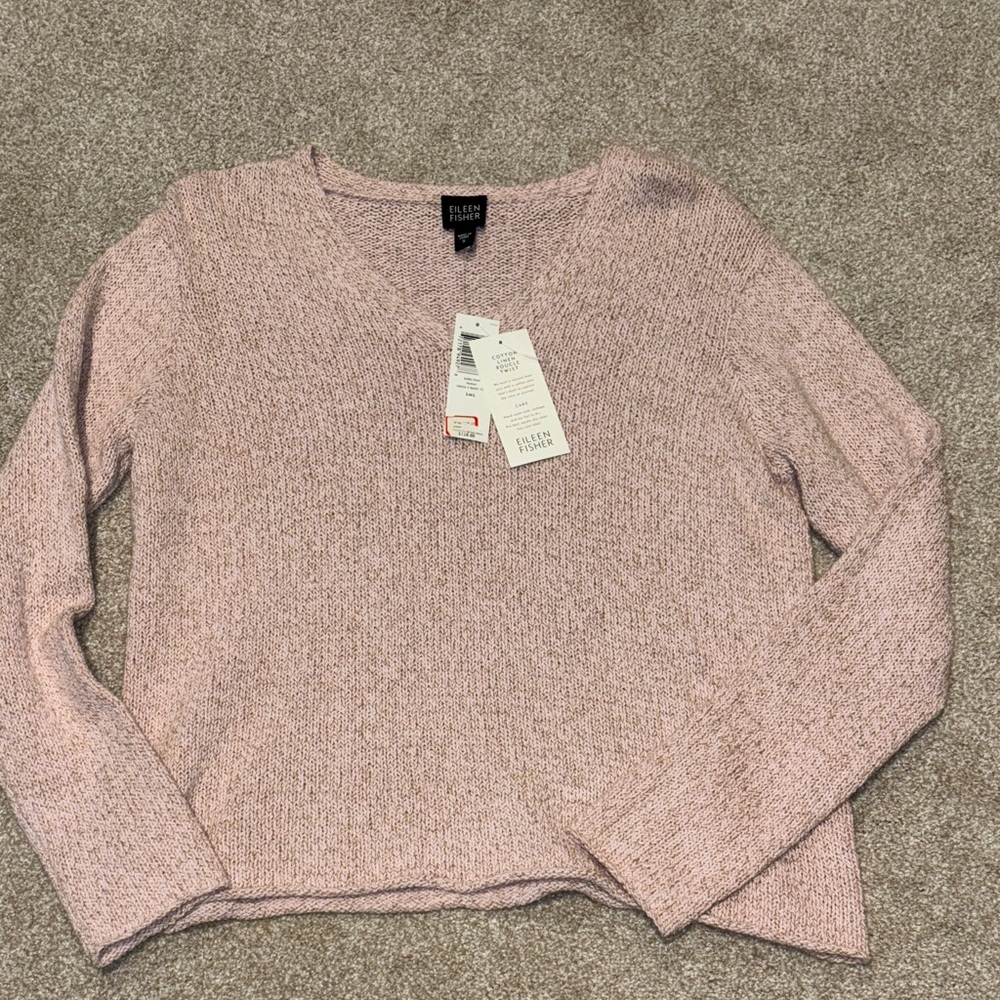 Gorgeous Eileen Fisher new with tag cotton Linen Boucle twist sweater size S